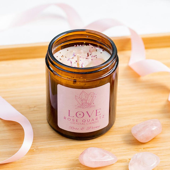Love Crystal Candle with Rose Quartz