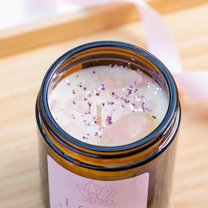 Love Crystal Candle with Rose Quartz