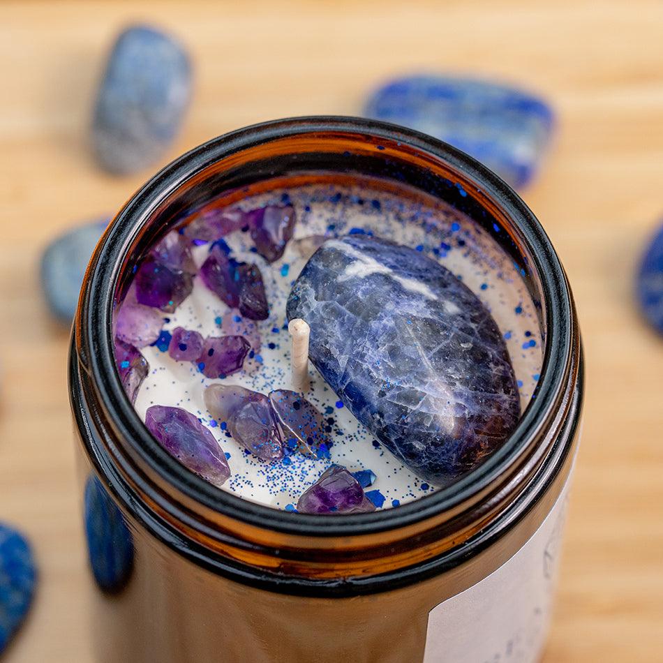 Sodalite Crystal Candle – Creativity & Inspiration