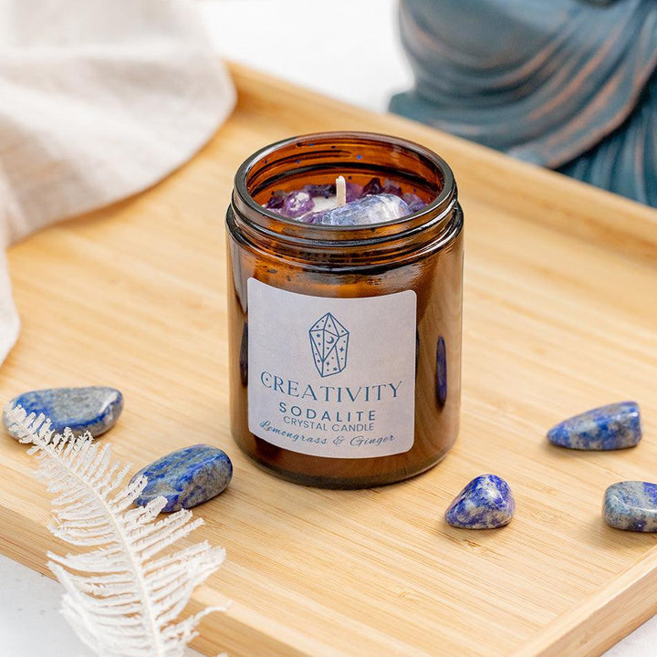 Sodalite Crystal Candle – Creativity & Inspiration