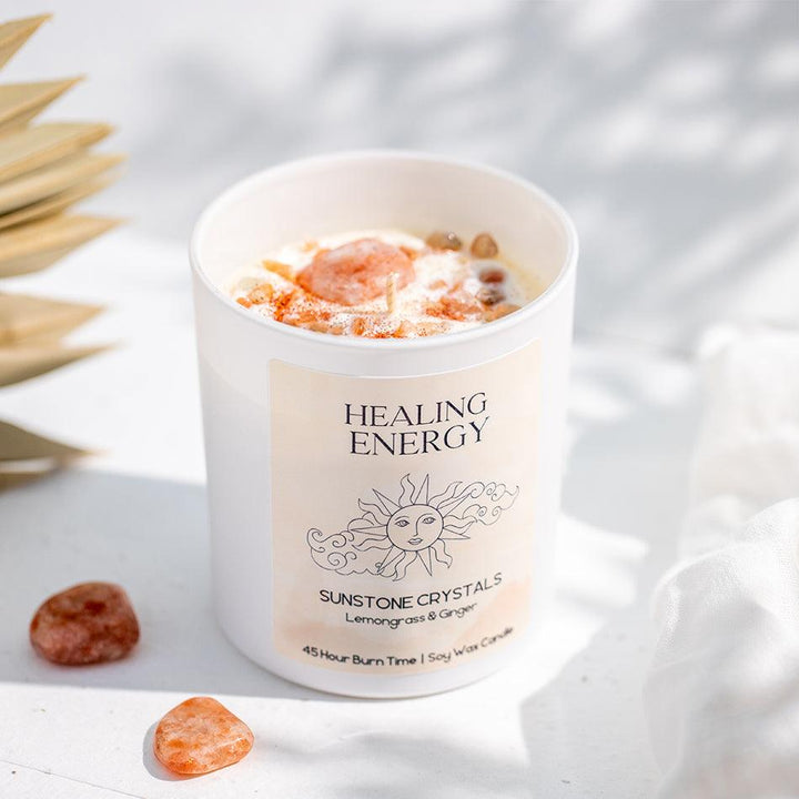 Sunstone Healing Candle – Confidence, Joy & Positivity