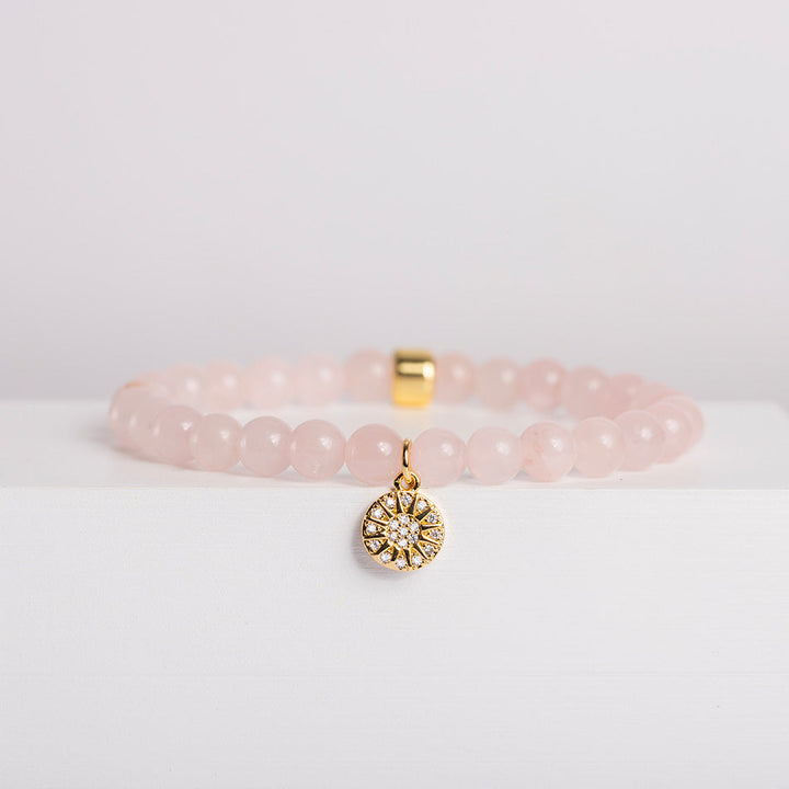 Rose Quartz Bracelet with Celestial Charm - Djuna Studios