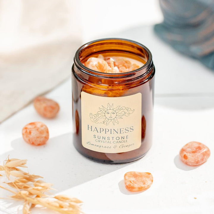 Sunstone Crystal Candle – Joy & Confidence