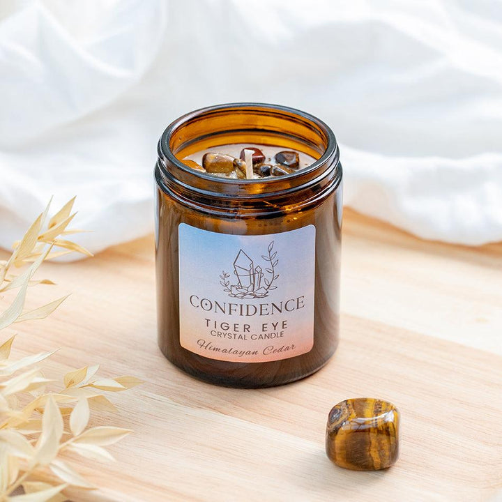 Confidence Crystal Candle with Tiger Eye