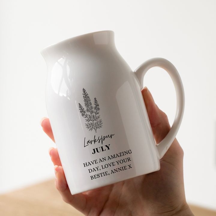 Personalised Birth Flower Vase - Larkspur July