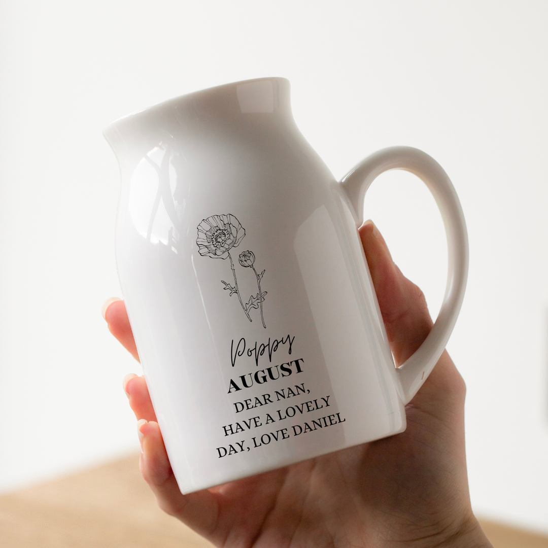Personalised Birth Flower Vase - Poppy August