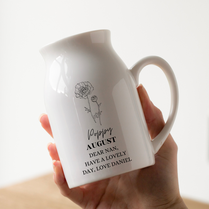Personalised Birth Flower Vase - Poppy August
