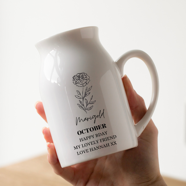 Personalised Birth Flower Vase - Marigold October