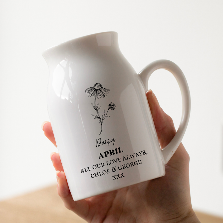 Personalised Birth Flower Vase - April Daisy