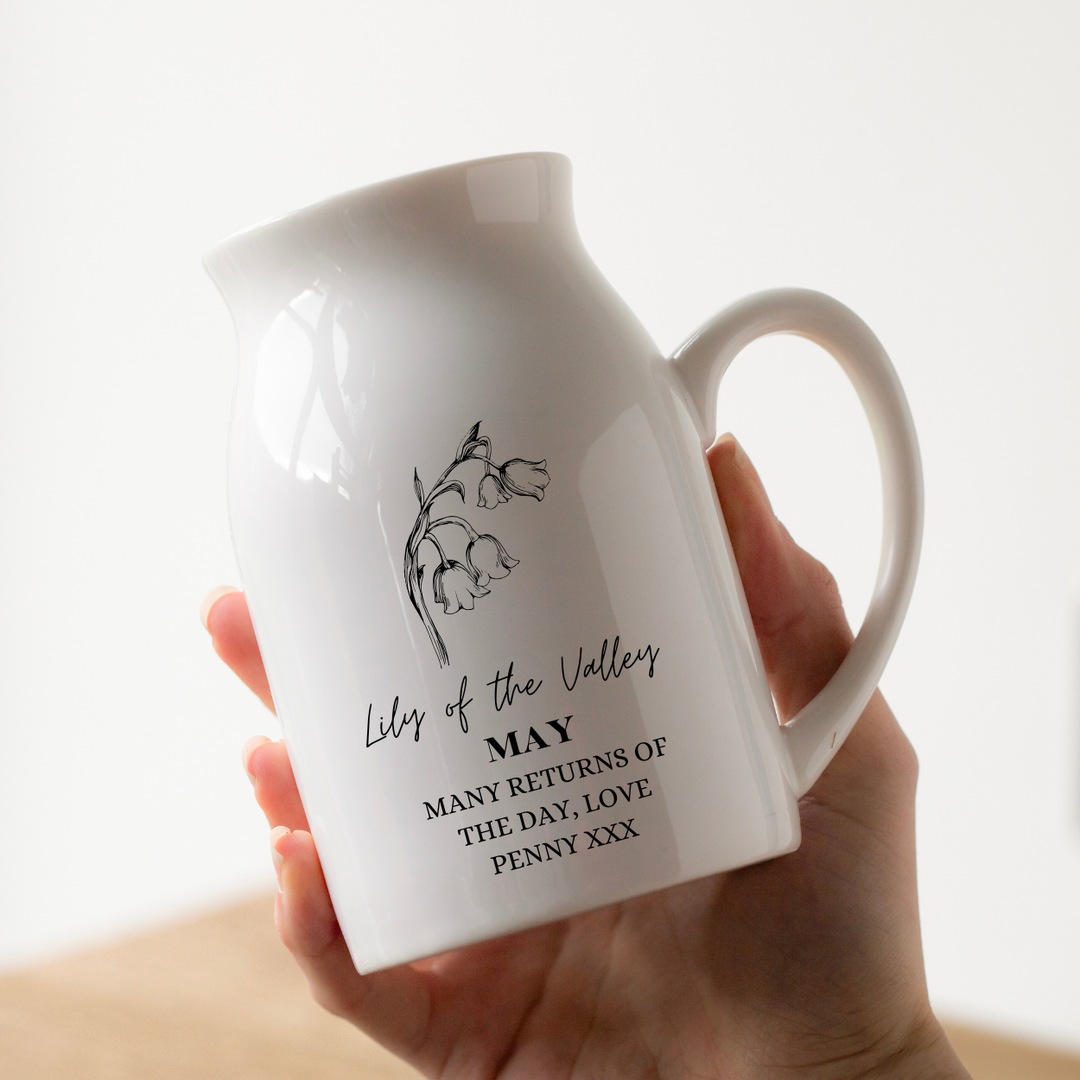Personalised Birth Flower Vase - Lily of the Valley May